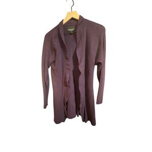 Cynthia Rowley Womens M Purple Ruffled Open Front Cardigan Sweater Medium 100% C